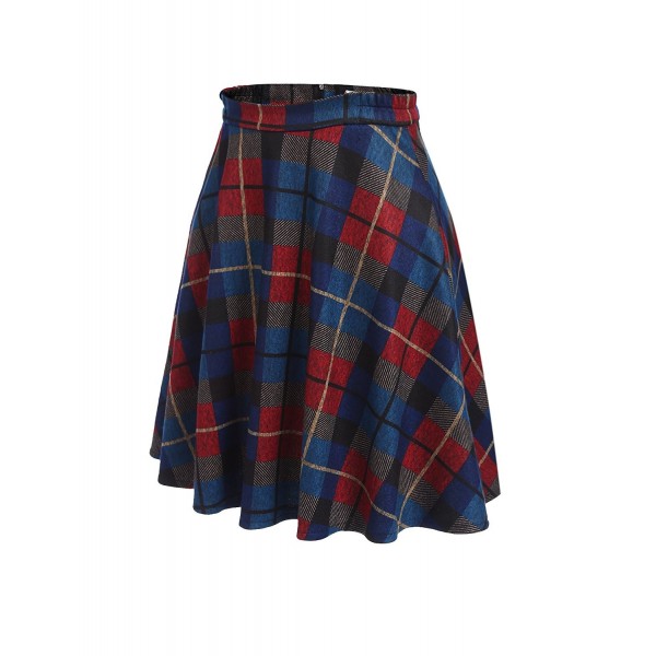 Women's Plaid Wool Midi Skirt A-Line Pleated Vintage Winter Swing ...