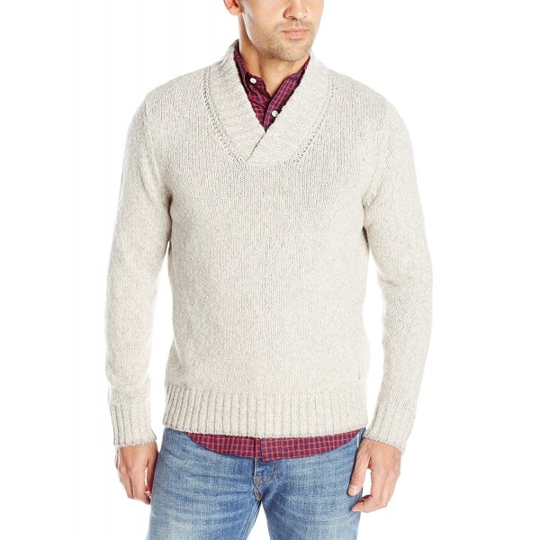 Men's High Twist Shawl-Collar Sweater - Limestone - CH1220ZMKGV