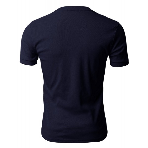 Mens Basic Cotton V-neck T-shirts with Point Shoulder Button Leather ...