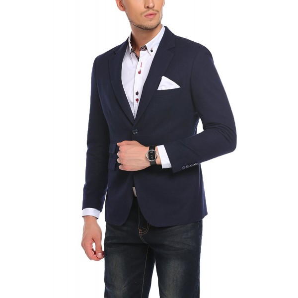 Men's Regular Fit Two Button Business Dress Suit Blazer Casual Fashion ...