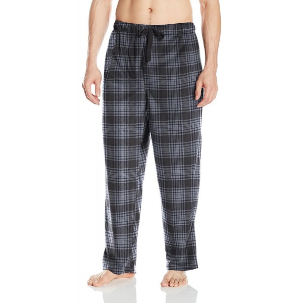 Men's Printed Matte Silky Fleece Pajama Pant - Black Plaid - C212MR1GAM7