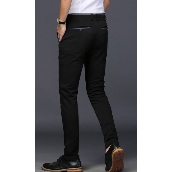 Mens Stretch Dress Pants Slim Fit Skinny Suit Pants - 7108 Black ...