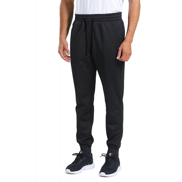 Men's Basic Active Thermal Fleece Lined Jogger Pant Pockets - Black ...
