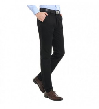 Men's Casual Pants Slim-Tapered Stretchy Dress Pants Straight-Fit Flat ...