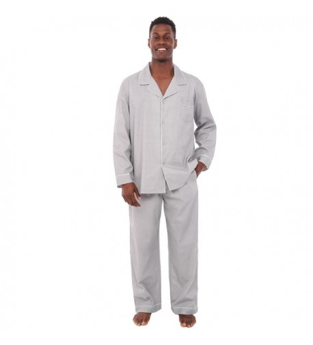 Mens 2 Pcs Pajama Set Knit Cotton Sleepwear Button Down Pjs Set with ...