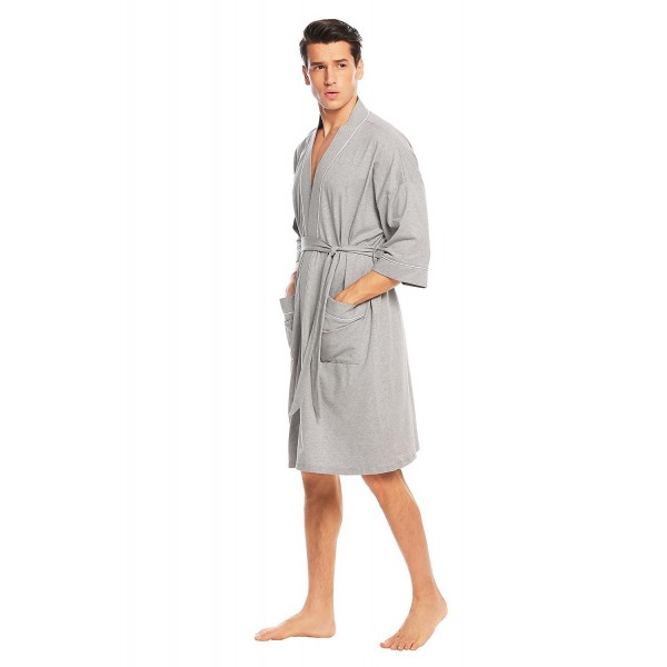 Mens Womens Spa Hotel Bathrobe Cotton Loungewear 3/4 Sleeve Kimono Robe ...