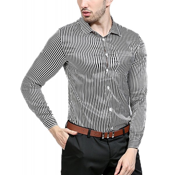 Men's Retro Printed Button Down Slim Fit Long Sleeve Casual Dress Shirt ...