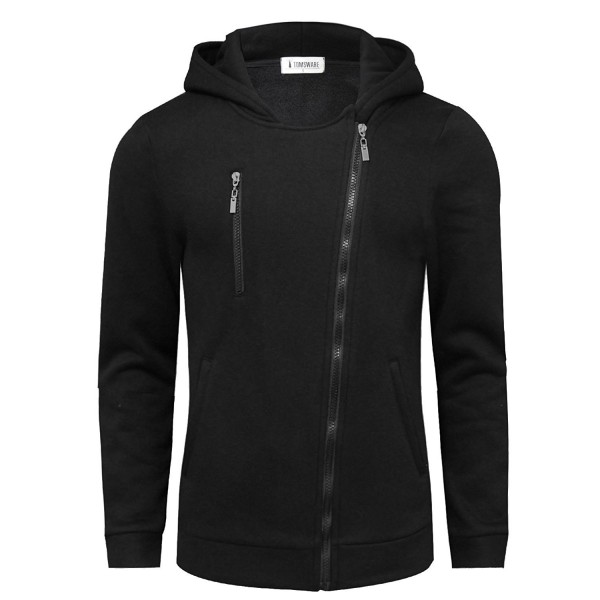 Mens Trendy Asymmetrical Zip Hoodie Jacket - Black - CM12O1JHJUO