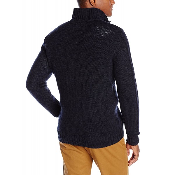 Men's Fisherman Knit Quarter Button Front Mock Neck Sweater - Navy ...