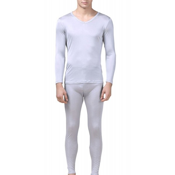 Men's Thermal Underwear Sets Mulberry Silk V-neck Long John for