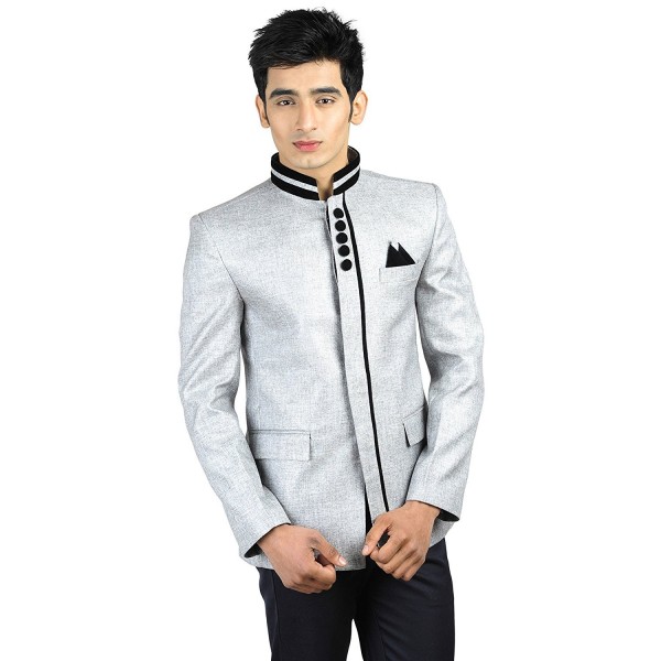 Men's Rayon Bandhgala Party Nehru Mandarin Blazer - 11 Colors - Silver ...