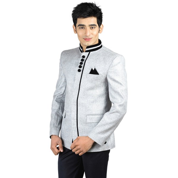 Men's Rayon Bandhgala Party Nehru Mandarin Blazer - 11 Colors - Silver ...