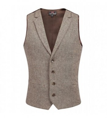 Men's Business Suit Vests Slim Fit 4 Button Vest Waistcoat - Coffee ...