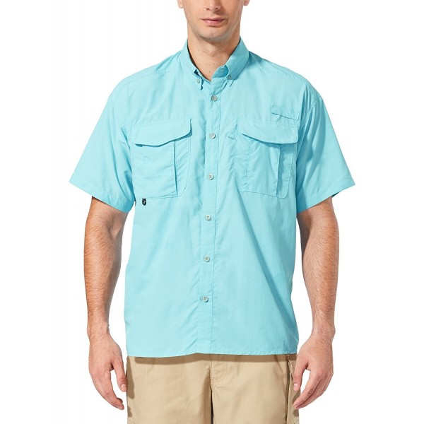 Men's Outdoor UPF 50+ Sun Protection Short-Sleeve Shirt - Blue ...
