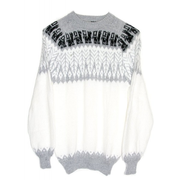 Alpaca Warm and Soft Sweater - White with an Andean Leafs Design ...