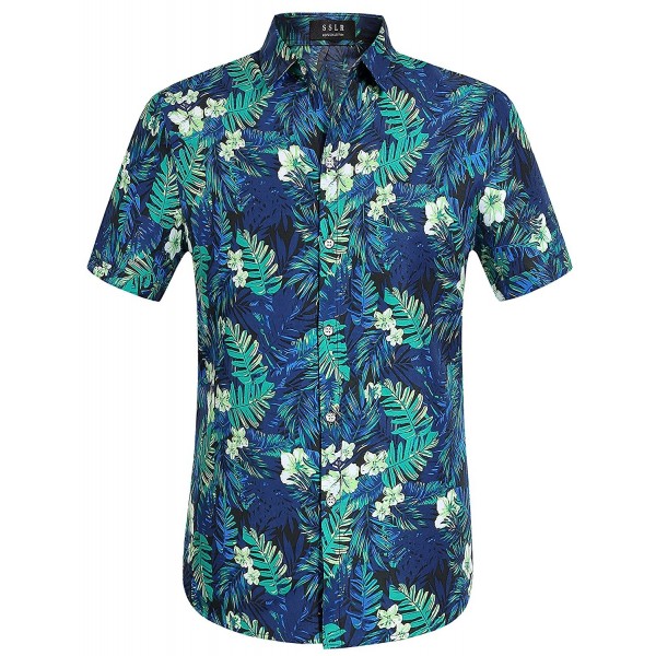 Men's Jungle Prints Casual Short Sleeve Aloha Hawaiian Shirt - Black ...