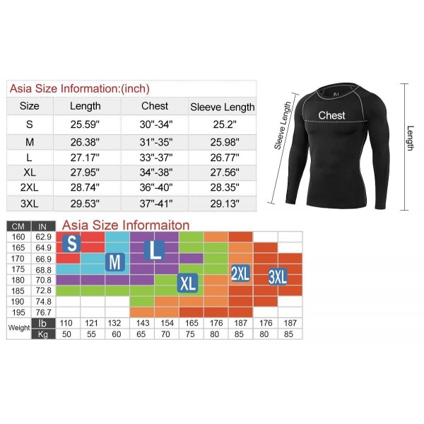 Men's Pro Compression Long Sleeve T-Shirt Sports Tights Baselayer Cool ...