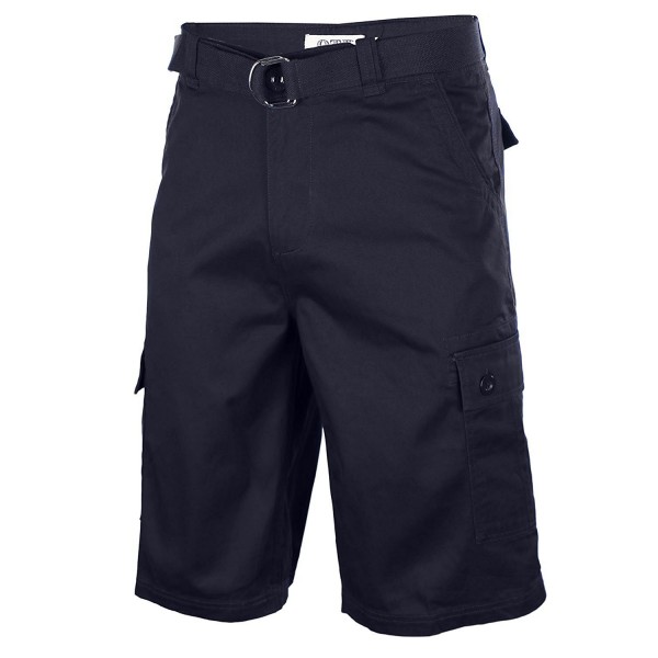 Men's Cotton Twill Belted Cargo Shorts - Navy - CF12GWBZMMX