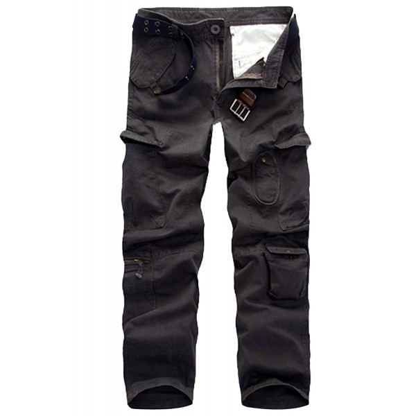 Mens Multi Pockets Cargo Pants Military Style With Belt - Grey ...