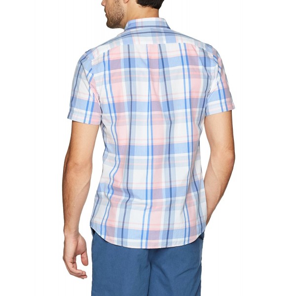 Men's Slim-Fit Short-Sleeve Large-Scale Plaid Shirt - Pink/Blue ...