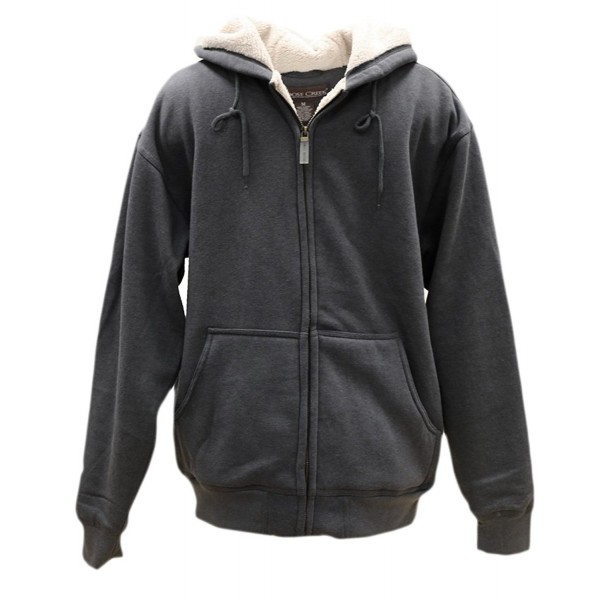 Men's Sherpa Lined Zip Front Relaxed Fit Hoodie - Charcoal - CX12MXQ30SB