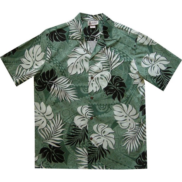 LIMITED Tapa Tattoo Hawaiian Shirt Made in Honolulu Hawaii USA - Green ...