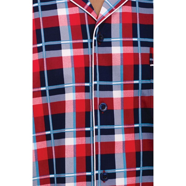 mens red button down pajamas