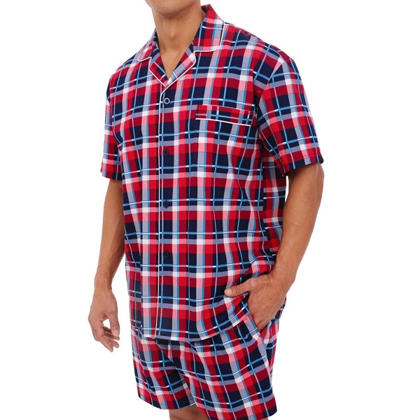 mens red button down pajamas