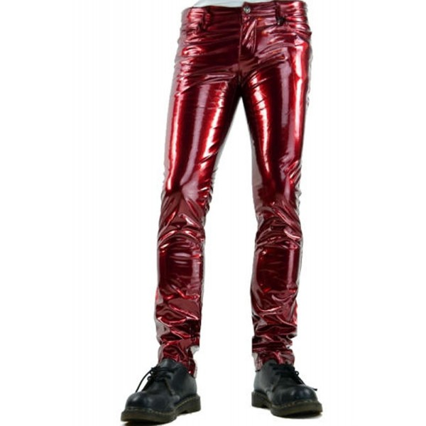 $95 METAL MULISHA Skinny Jeans in Sinful Inferno RED Pants Moto Punk Goth  SIZE 9