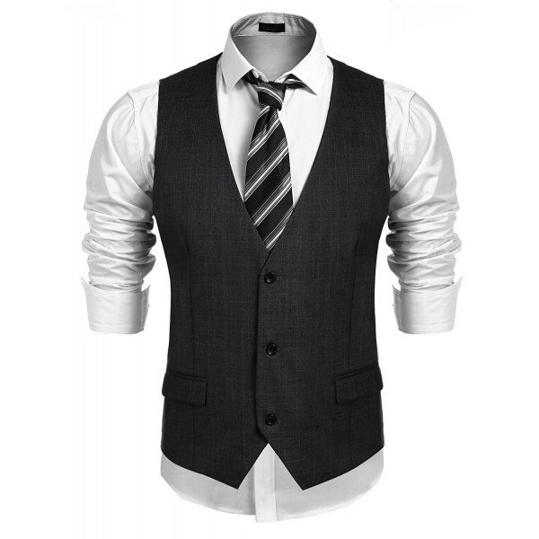 Men's Business Suit Vest-Slim Fit Skinny Wedding Formal Waistcoat ...