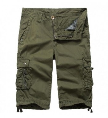 Mens Cotton Cargo Shorts Loose Fit Casual Outdoor Shorts - Army Green ...
