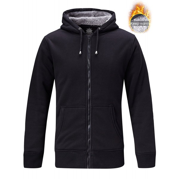Men's Premium Fleece Full Zip Hoodie Hooded Sweatshirt - Black ...