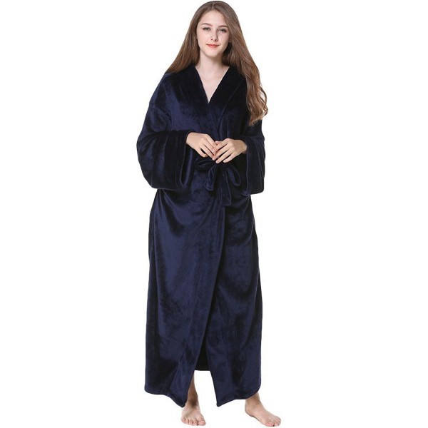 Mens Flannel Hooded Robe - Plush Shawl Kimono Bathrobe - Navy Blue ...