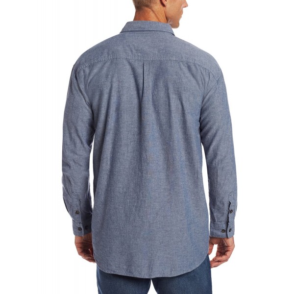 Men's Big & Tall Long Sleeve Button Down Pre-Washed Blue Chambray Shirt ...