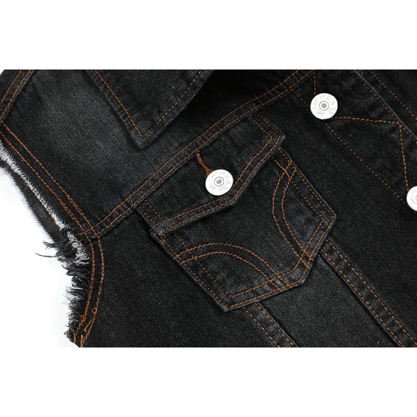 Mens Classic Sleeveless Denim Vest Jean Jacket Waistcoat Top Black