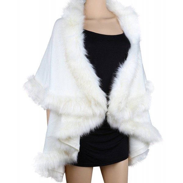 Womens Faux Fur Cape Coats Dress Plus Size - White - C41867ZXTZD