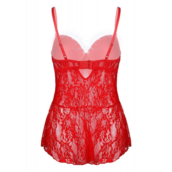 Red Christmas Lace Chemise Sleep Dress Valentine - CN187E5CLO2