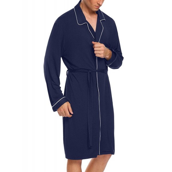 Men's Bathrobes Cotton Spa Robes Long&Tall Lounge Bath Robe - 7987-navy ...